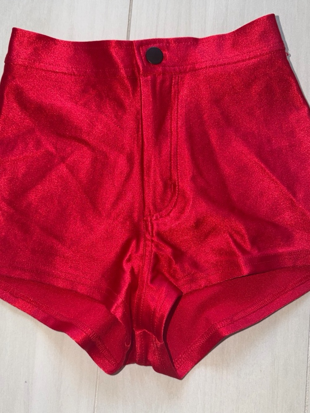 American Apparel Shimmering Ruby High-Waist Shorts